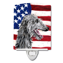 Load image into Gallery viewer, Scottish Deerhound with American Flag USA Ceramic Night Light SC9645CNL