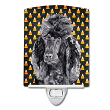 Load image into Gallery viewer, Black Standard Poodle Candy Corn Halloween Ceramic Night Light SC9650CNL