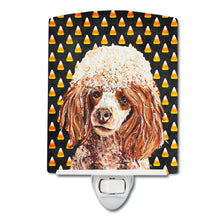 Load image into Gallery viewer, Red Miniature Poodle Candy Corn Halloween Ceramic Night Light SC9651CNL