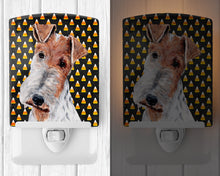 Load image into Gallery viewer, Wire Fox Terrier Candy Corn Halloween Ceramic Night Light SC9652CNL