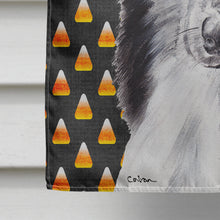 Load image into Gallery viewer, Black and White Collie Candy Corn Halloween Flag Canvas House Size SC9654CHF