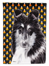 Load image into Gallery viewer, Black and White Collie Candy Corn Halloween Flag Canvas House Size SC9654CHF