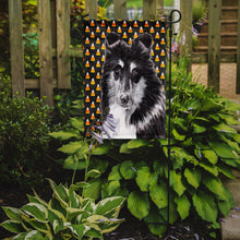 Load image into Gallery viewer, Black and White Collie Candy Corn Halloween Garden Flag - Outdoor Decorative Yard Flag SC9654GF