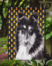 Load image into Gallery viewer, Black and White Collie Candy Corn Halloween Garden Flag - Outdoor Decorative Yard Flag SC9654GF