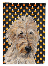 Load image into Gallery viewer, Golden Doodle 2 Candy Corn Halloween Flag Canvas House Size SC9667CHF