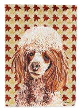 Load image into Gallery viewer, Red Miniature Poodle Fall Leaves Flag Canvas House Size SC9675CHF