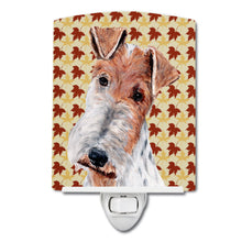 Load image into Gallery viewer, Wire Fox Terrier Fall Leaves Ceramic Night Light SC9676CNL