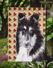 Load image into Gallery viewer, Black and White Collie Fall Leaves Garden Flag – Decorative Outdoor Yard Flag SC9678GF