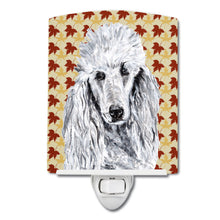 Load image into Gallery viewer, White Standard Poodle Fall Leaves Ceramic Night Light SC9679CNL