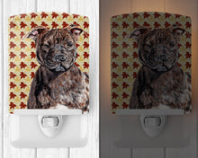 Load image into Gallery viewer, Staffordshire Bull Terrier Staffie Fall Leaves Ceramic Night Light SC9681CNL
