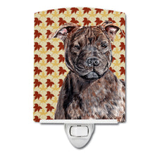 Load image into Gallery viewer, Staffordshire Bull Terrier Staffie Fall Leaves Ceramic Night Light SC9681CNL