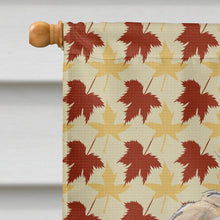 Load image into Gallery viewer, Golden Doodle 2 Fall Leaves Flag Canvas House Size SC9691CHF