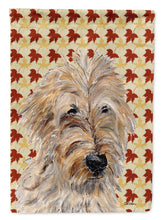 Load image into Gallery viewer, Golden Doodle 2 Fall Leaves Flag Canvas House Size SC9691CHF