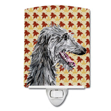 Load image into Gallery viewer, Scottish Deerhound Fall Leaves Ceramic Night Light SC9693CNL