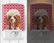 Load image into Gallery viewer, Red Miniature Poodle Hearts and Love Ceramic Night Light SC9699CNL