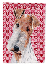 Load image into Gallery viewer, Wire Fox Terrier Hearts and Love Flag Canvas House Size SC9700CHF