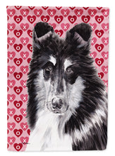 Load image into Gallery viewer, Black and White Collie Hearts and Love Garden Flag – Decorative Outdoor Yard Flag SC9702GF