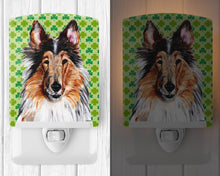 Load image into Gallery viewer, Collie Lucky Shamrock St. Patrick's Day Ceramic Night Light SC9718CNL
