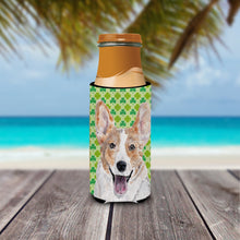 Load image into Gallery viewer, Cardigan Corgi Lucky Shamrock St. Patrick's Day Slim Can Hugger – Fun &amp; Functional Drink Coolers SC9720MUK