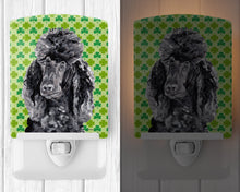 Load image into Gallery viewer, Black Standard Poodle Lucky Shamrock St. Patrick's Day Ceramic Night Light SC9722CNL