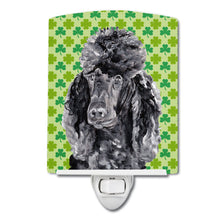 Load image into Gallery viewer, Black Standard Poodle Lucky Shamrock St. Patrick's Day Ceramic Night Light SC9722CNL