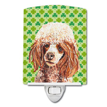 Load image into Gallery viewer, Red Miniature Poodle Lucky Shamrock St. Patrick's Day Ceramic Night Light SC9723CNL