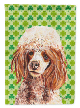 Load image into Gallery viewer, Red Miniature Poodle Lucky Shamrock St. Patrick's Day Garden Flag - Outdoor Decorative Yard Flag
