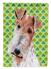 Load image into Gallery viewer, Wire Fox Terrier Lucky Shamrock St. Patrick's Day Flag Canvas House Size SC9724CHF