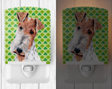 Load image into Gallery viewer, Wire Fox Terrier Lucky Shamrock St. Patrick's Day Ceramic Night Light SC9724CNL