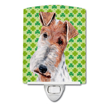 Load image into Gallery viewer, Wire Fox Terrier Lucky Shamrock St. Patrick's Day Ceramic Night Light SC9724CNL