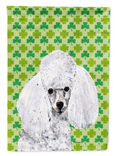 Load image into Gallery viewer, White Toy Poodle Lucky Shamrock St. Patrick's Day Flag Canvas House Size SC9725CHF