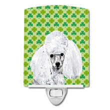 Load image into Gallery viewer, White Toy Poodle Lucky Shamrock St. Patrick's Day Ceramic Night Light SC9725CNL