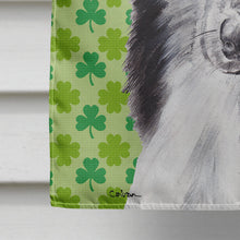 Load image into Gallery viewer, Black and White Collie Lucky Shamrock St. Patrick's Day Flag Canvas House Size SC9726CHF