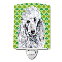 Load image into Gallery viewer, White Standard Poodle Lucky Shamrock St. Patrick's Day Ceramic Night Light SC9727CNL
