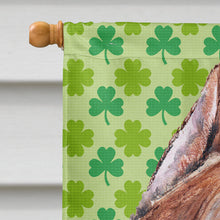 Load image into Gallery viewer, Staffordshire Bull Terrier Staffie Lucky Shamrock St. Patrick's Day Flag Canvas House Size SC9728CHF