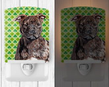Load image into Gallery viewer, Staffordshire Bull Terrier Staffie Lucky Shamrock St. Patrick's Day Ceramic Night Light SC9729CNL