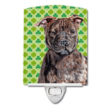 Load image into Gallery viewer, Staffordshire Bull Terrier Staffie Lucky Shamrock St. Patrick's Day Ceramic Night Light SC9729CNL