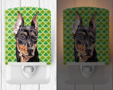 Load image into Gallery viewer, German Pinscher Lucky Shamrock St. Patrick's Day Ceramic Night Light SC9740CNL