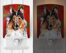 Load image into Gallery viewer, Collie Red Snowflakes Holiday Ceramic Night Light SC9742CNL