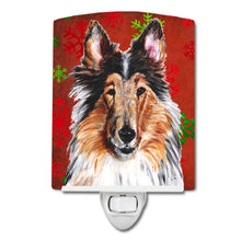 Load image into Gallery viewer, Collie Red Snowflakes Holiday Ceramic Night Light SC9742CNL