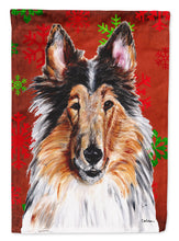 Load image into Gallery viewer, Collie Red Snowflakes Holiday Garden Flag – Decorative Outdoor Yard Flag SC9742GF