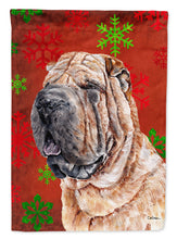 Load image into Gallery viewer, Shar Pei Red Snowflakes Holiday Flag Canvas House Size SC9743CHF