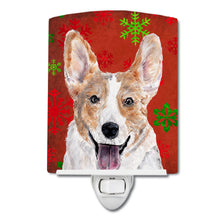 Load image into Gallery viewer, Cardigan Corgi Red Snowflakes Holiday Ceramic Night Light SC9744CNL