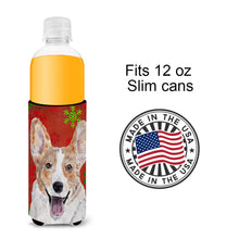 Load image into Gallery viewer, Cardigan Corgi Red Snowflakes Holiday Slim Can Hugger – Fun &amp; Functional Drink Coolers SC9744MUK