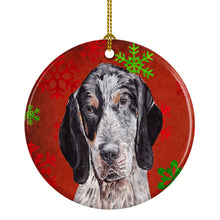 Load image into Gallery viewer, Blue Tick Coonhound Red Snowflakes Holiday Ceramic Ornament SC9745CO1