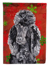 Load image into Gallery viewer, Black Standard Poodle Red Snowflakes Holiday Flag Canvas House Size SC9746CHF
