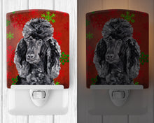 Load image into Gallery viewer, Black Standard Poodle Red Snowflakes Holiday Ceramic Night Light SC9746CNL