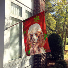 Load image into Gallery viewer, Red Miniature Poodle Red Snowflakes Holiday Flag Canvas House Size SC9747CHF