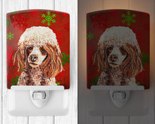 Load image into Gallery viewer, Red Miniature Poodle Red Snowflakes Holiday Ceramic Night Light SC9747CNL