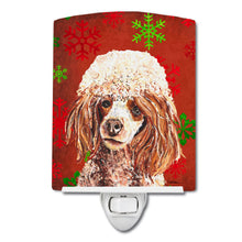 Load image into Gallery viewer, Red Miniature Poodle Red Snowflakes Holiday Ceramic Night Light SC9747CNL